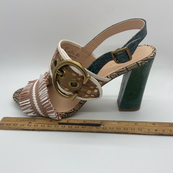 Coach Robin Raffia White and Beige Heel 8 - Picture 11 of 13